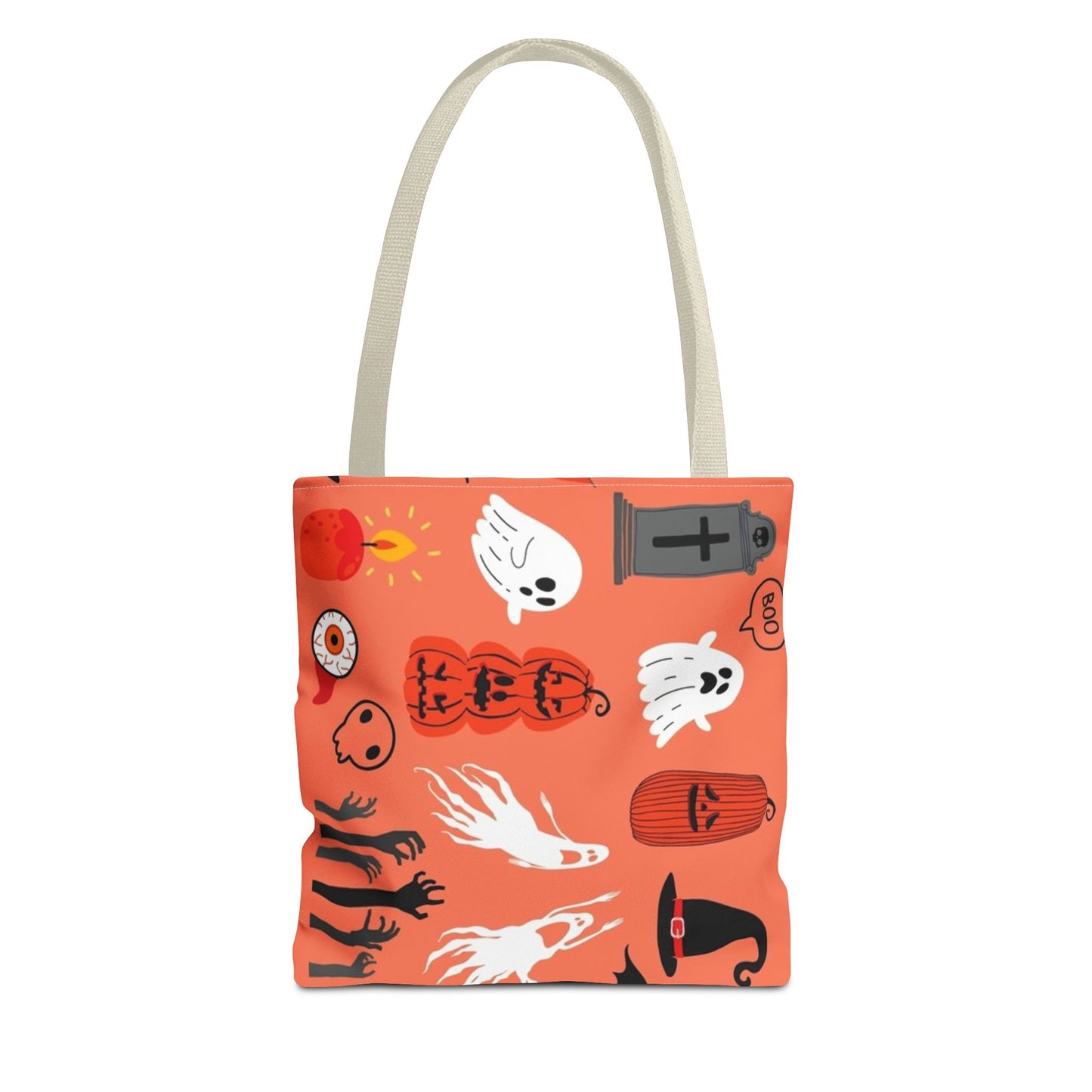 Halloween Spirit Tote Bag, Spooky Shopping Bag, Fall Accessory, Ghosts and Bats Tote, Trick or Treat Bag, Festival Style