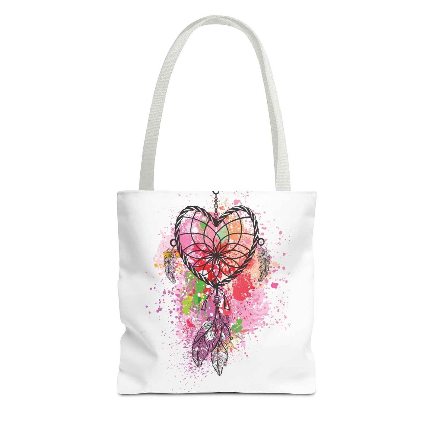Dreamcatcher Tote Bag, Bohemian Style Bag, Heart Design Canvas Tote, Unique Gift for Her, Eco-Friendly Shopping Bag, Festival Accessory