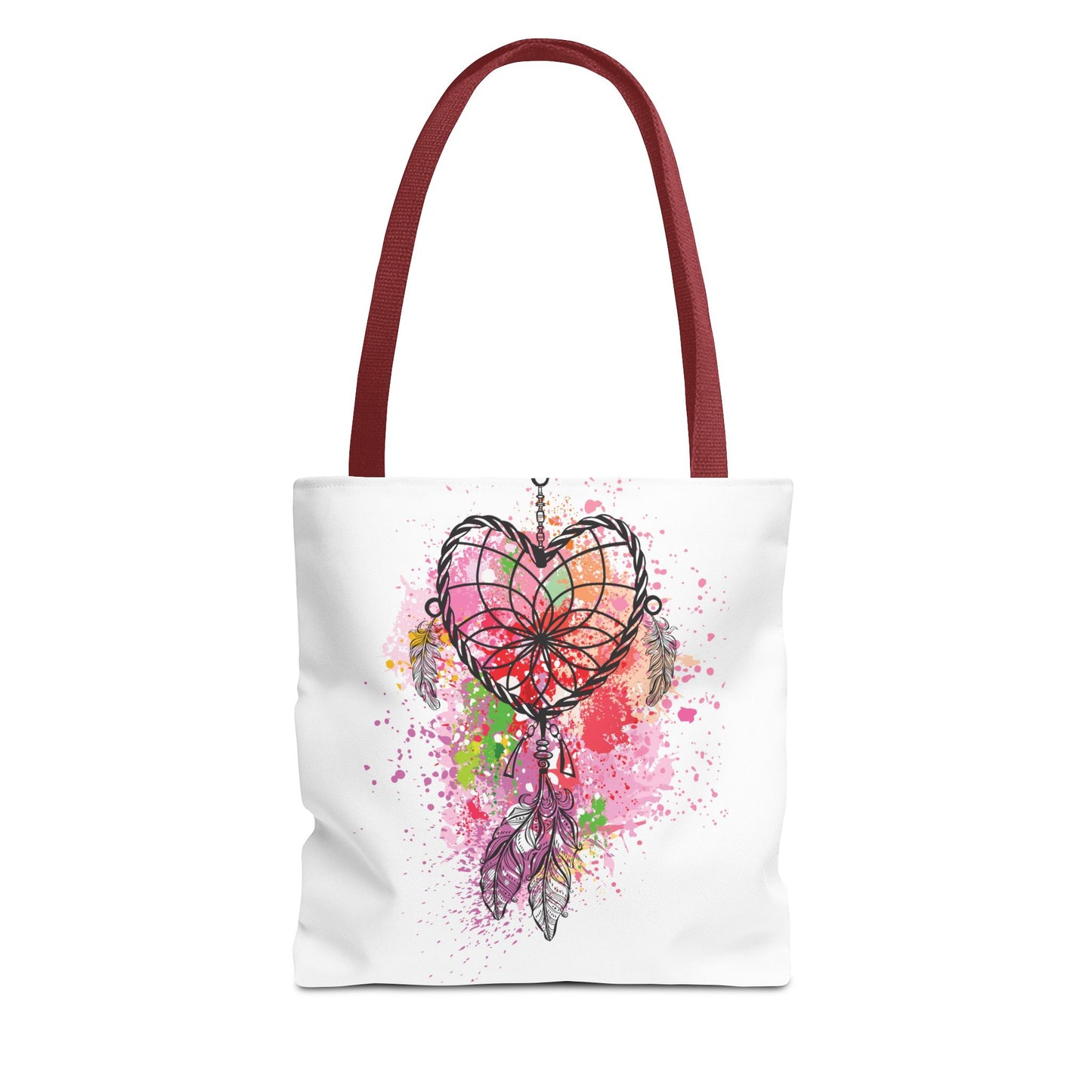 Dreamcatcher Tote Bag, Bohemian Style Bag, Heart Design Canvas Tote, Unique Gift for Her, Eco-Friendly Shopping Bag, Festival Accessory