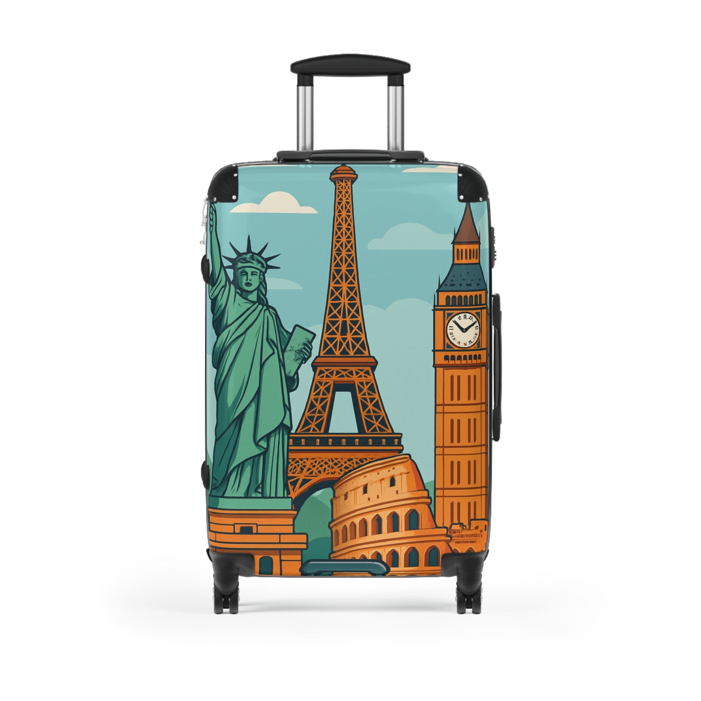 Travel Suitcase with Iconic Landmarks Design - Perfect for Travel Enthusiasts