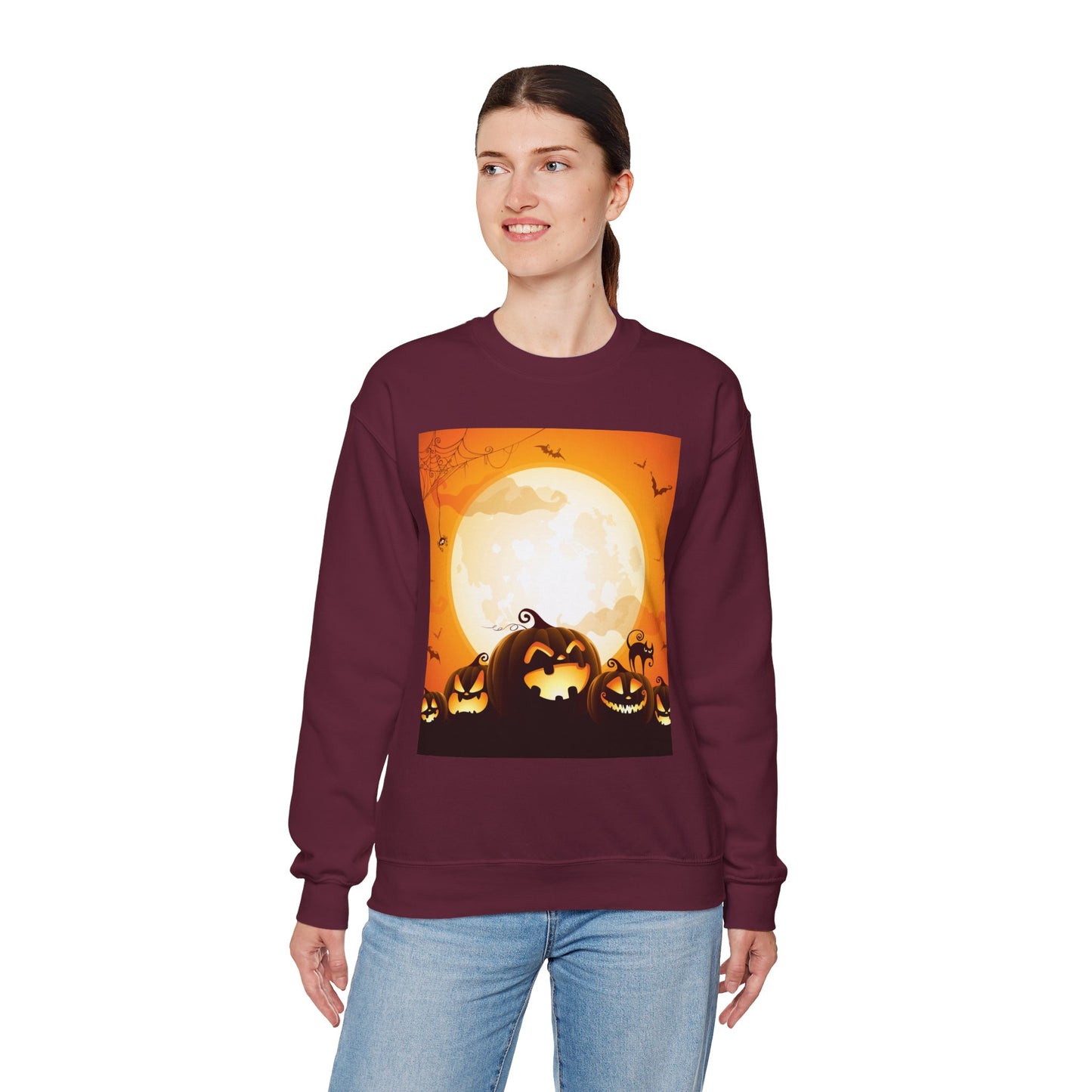 Halloween Pumpkin Sweatshirt, Cozy Fall Sweater, Unisex Crewneck, Halloween Apparel, Spooky Season Gift
