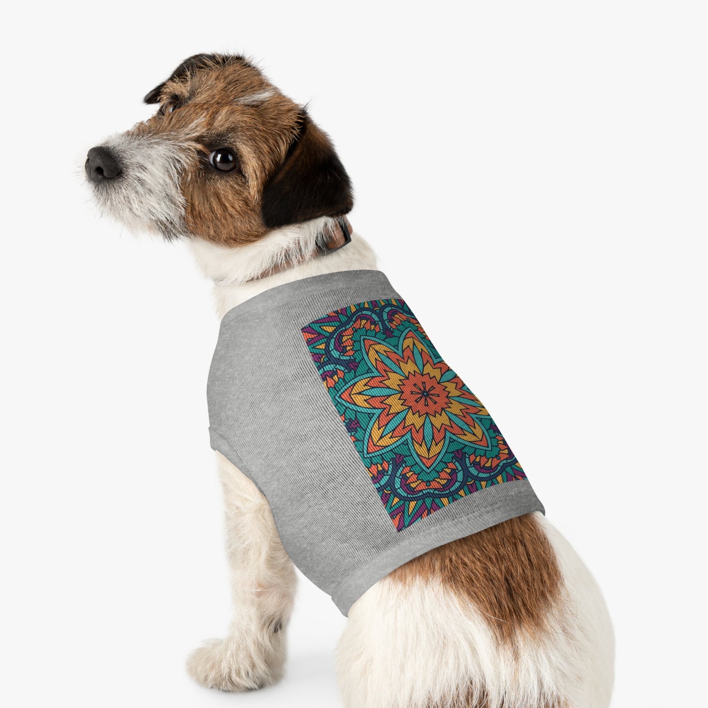 Colorful Pet Tank Top with Mandala Design, Dog Summer Shirt, Cat Apparel, Pet Fashion for Dog Lovers, Fun Pet Gift