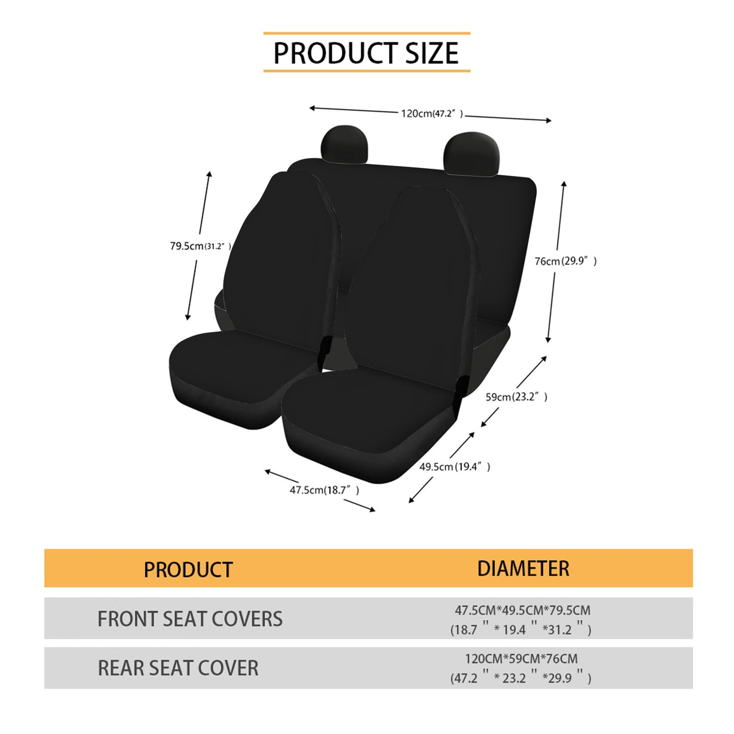 Full Set Car Seat Cover Set Rear Front