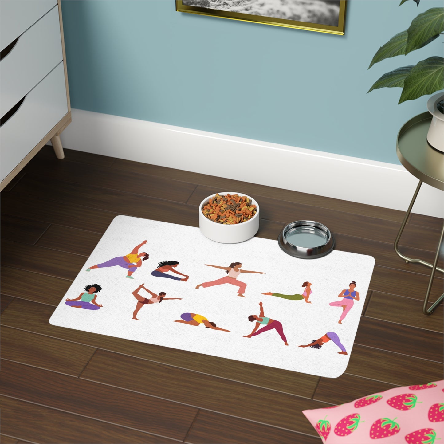 Yoga-Inspired Pet Food Mat for Stylish Meal Time, Non-Slip Dining Mat, Cute Pet Accessories, Perfect Gift for Dog or Cat Lovers
