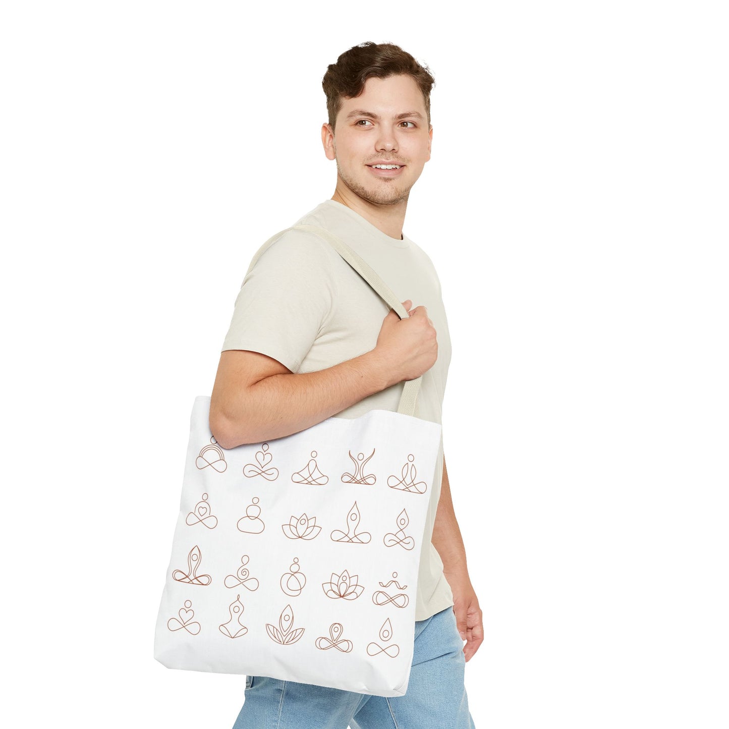 Meditation Inspired Tote Bag, Yoga Tote, Reusable Grocery Bag, Boho Style Tote, Mindfulness Carryall