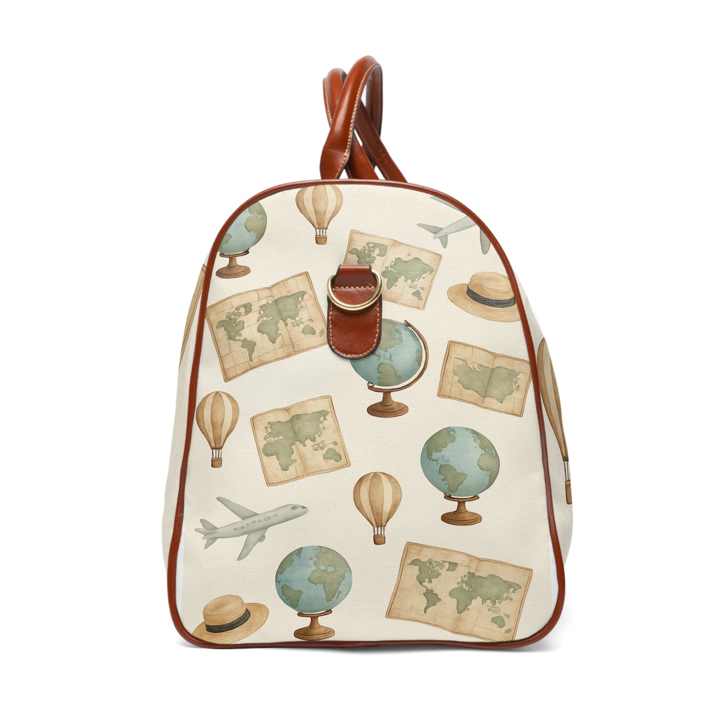 Vintage Travel Waterproof Bag - Globe and Map Design for Adventurers