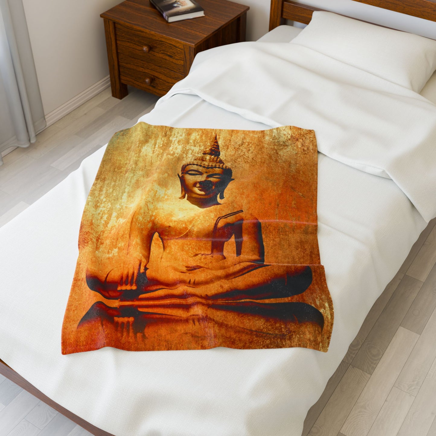 Buddha Zen Velveteen Plush Blanket | Cozy Meditation Throw, Spiritual Gift for Yoga Lovers, Home Decor, Relaxation, Mindfulness