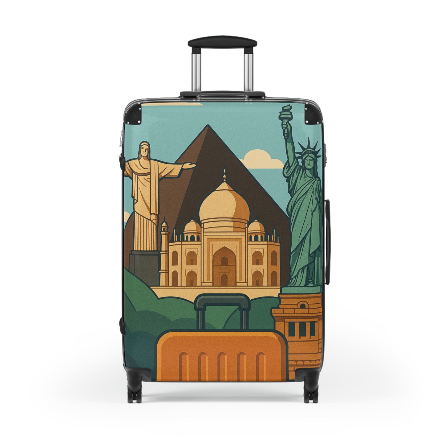 Travel Vibes Suitcase - Globetrotting Design with Landmarks