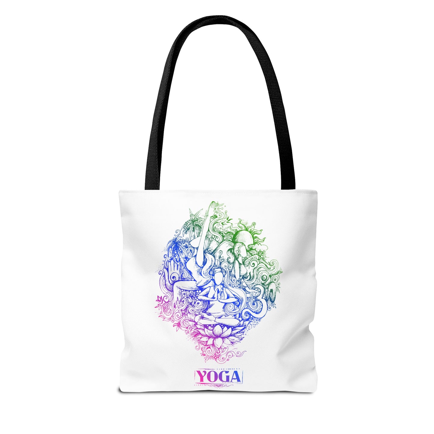 Yoga-Inspired Tote Bag, Colorful Yoga Art, Eco-Friendly Shopping, Yoga Gifts, Gym Bag, Bohemian Style