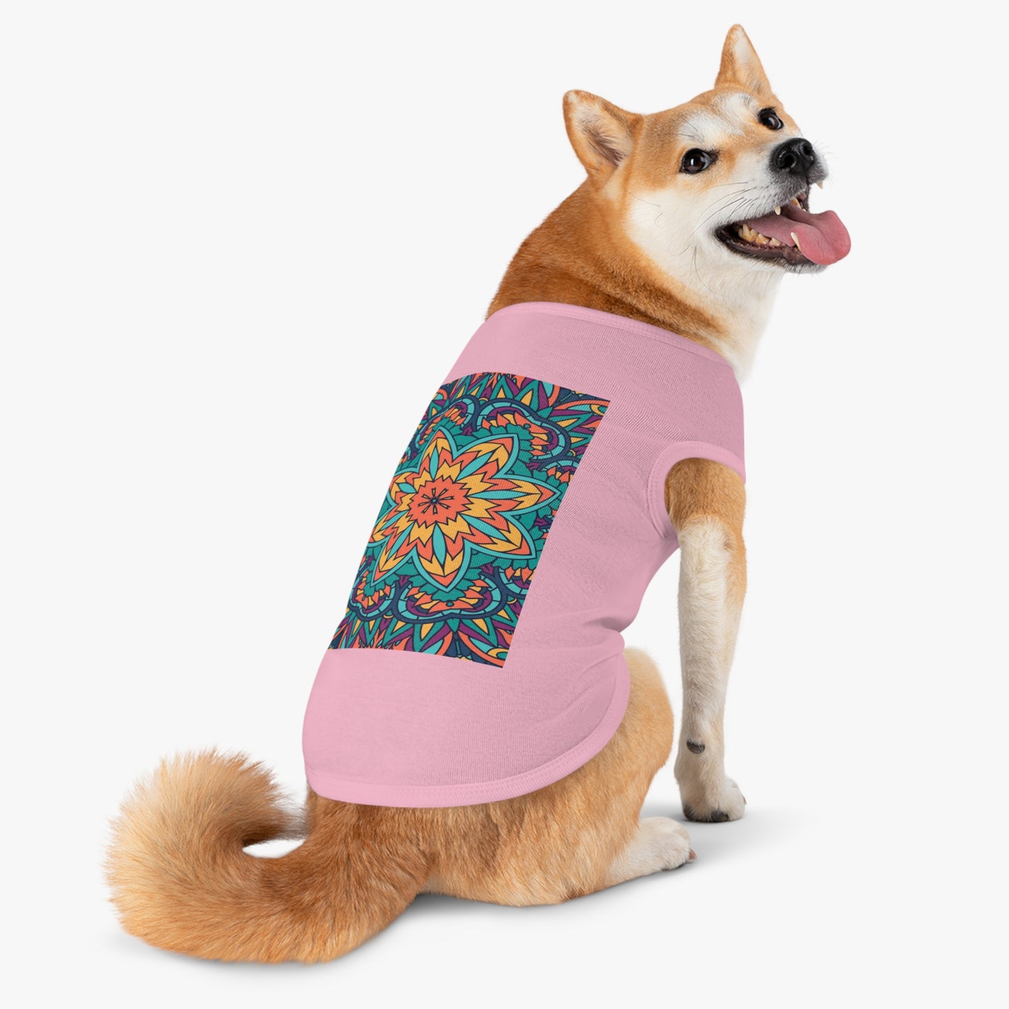 Colorful Pet Tank Top with Mandala Design, Dog Summer Shirt, Cat Apparel, Pet Fashion for Dog Lovers, Fun Pet Gift