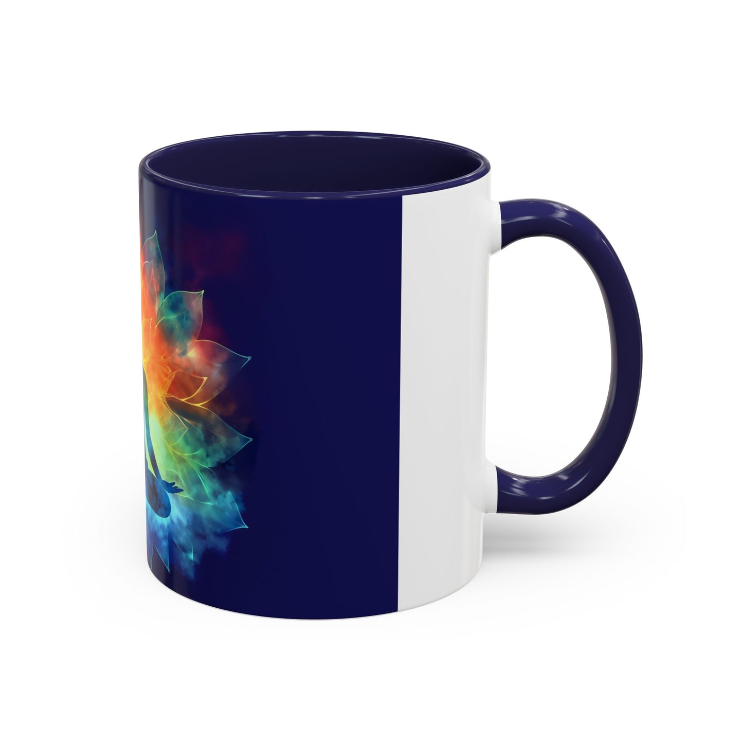 Meditative Rainbow Coffee Mug, Colorful Tea Cup, Yoga Gift, Mindfulness Decor, Vibrant Beverage Holder