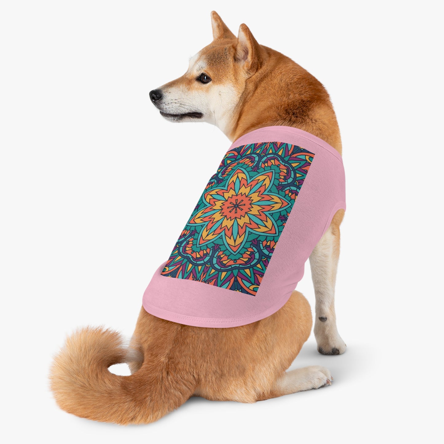 Colorful Pet Tank Top with Mandala Design, Dog Summer Shirt, Cat Apparel, Pet Fashion for Dog Lovers, Fun Pet Gift