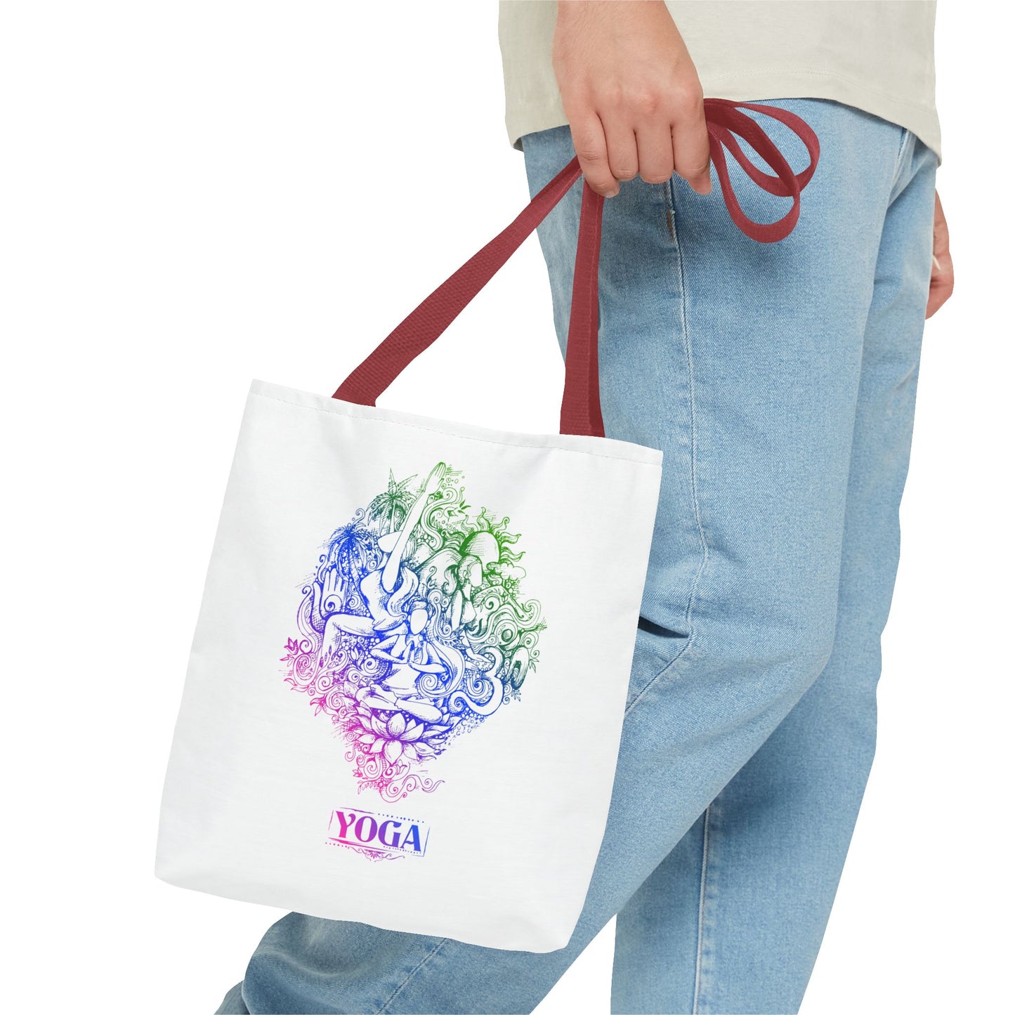Yoga-Inspired Tote Bag, Colorful Yoga Art, Eco-Friendly Shopping, Yoga Gifts, Gym Bag, Bohemian Style