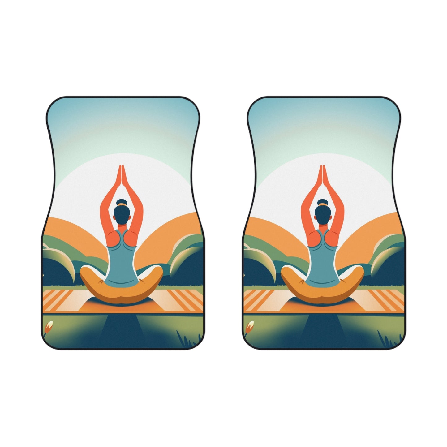 Yoga Car Mats (Set of 2), Zen Car Accessories, Meditation Automotive Decor, Mindful Driving, Inspirational Car Interior