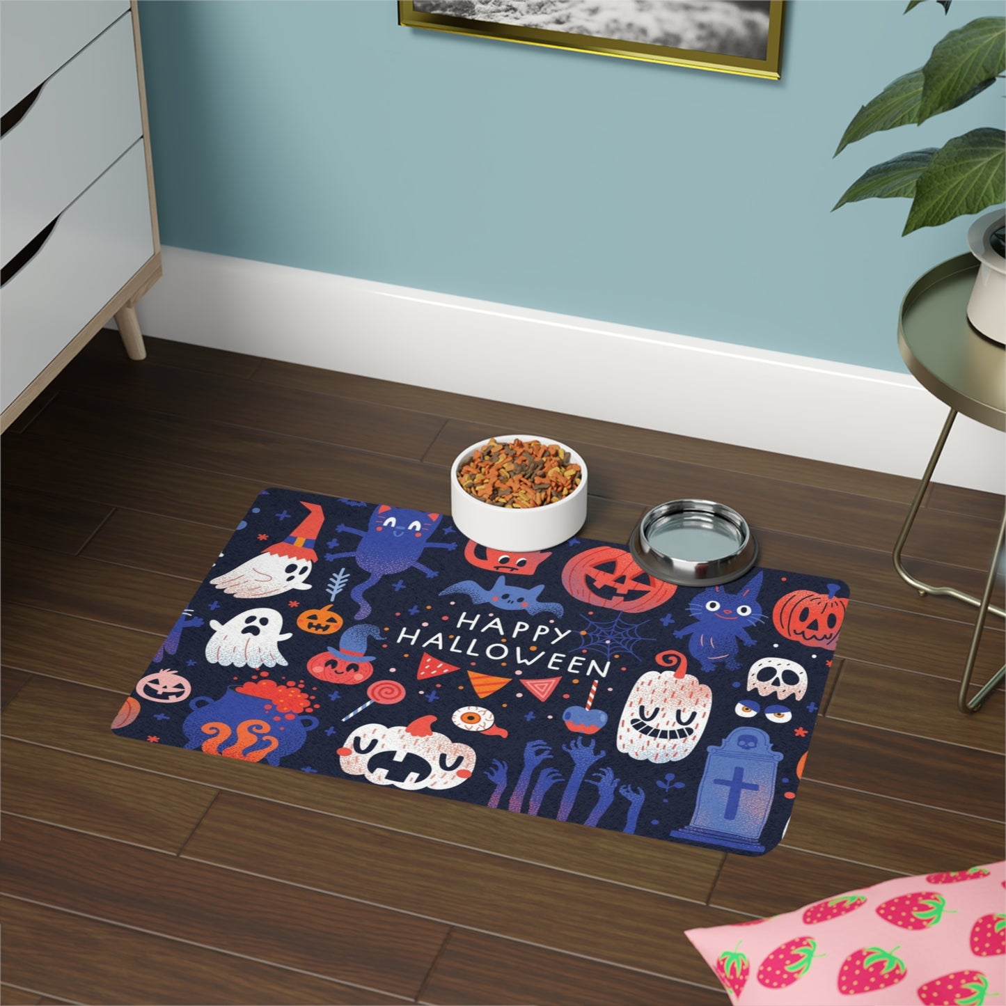 Halloween Pet Food Mat, Cute Pet Feeding Mat, Dog Cat Mat, Happy Halloween Pet Decor, Pet Supplies for Fall & Halloween