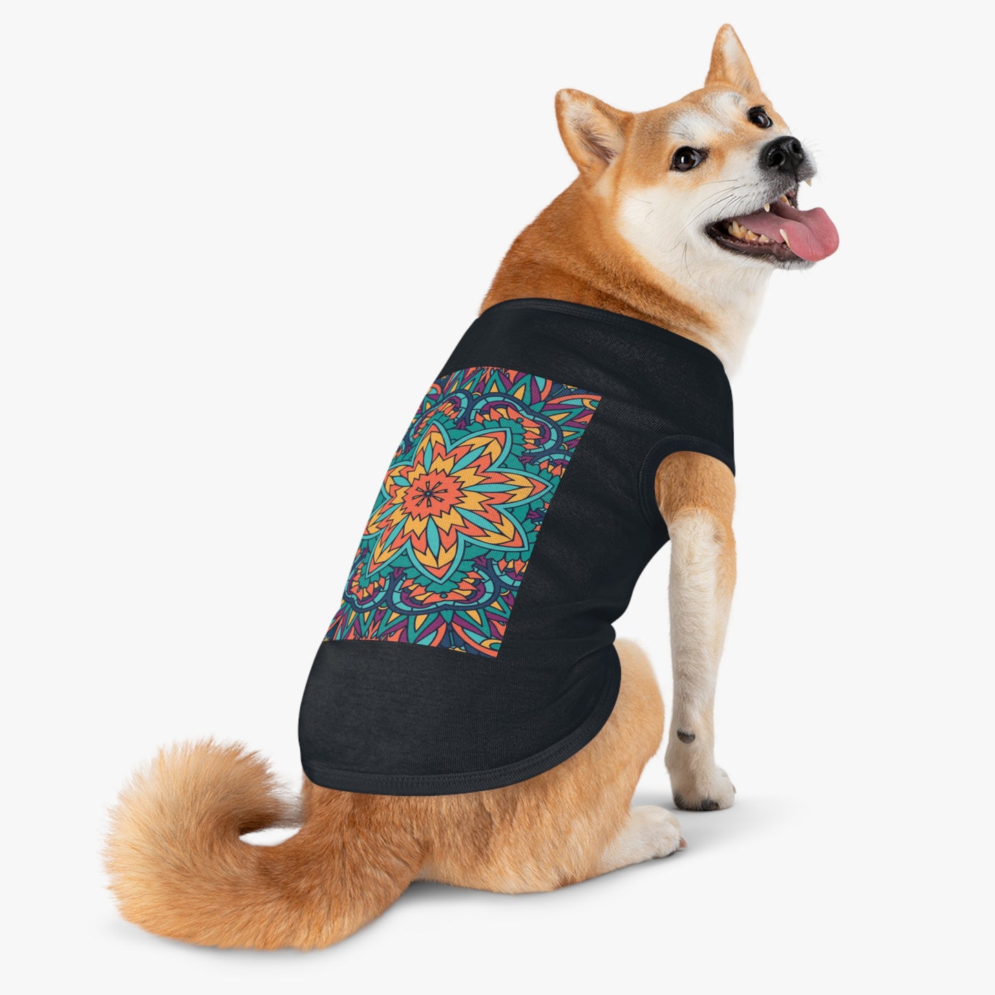 Colorful Pet Tank Top with Mandala Design, Dog Summer Shirt, Cat Apparel, Pet Fashion for Dog Lovers, Fun Pet Gift