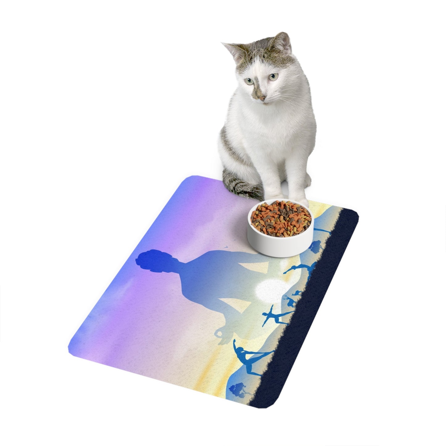 Meditation Pet Food Mat, Yoga Dog Feeding Mat, Cat Water Tray, Zen Pet Place Mat, Mindful Pet Accessory, Home Decor for Pets