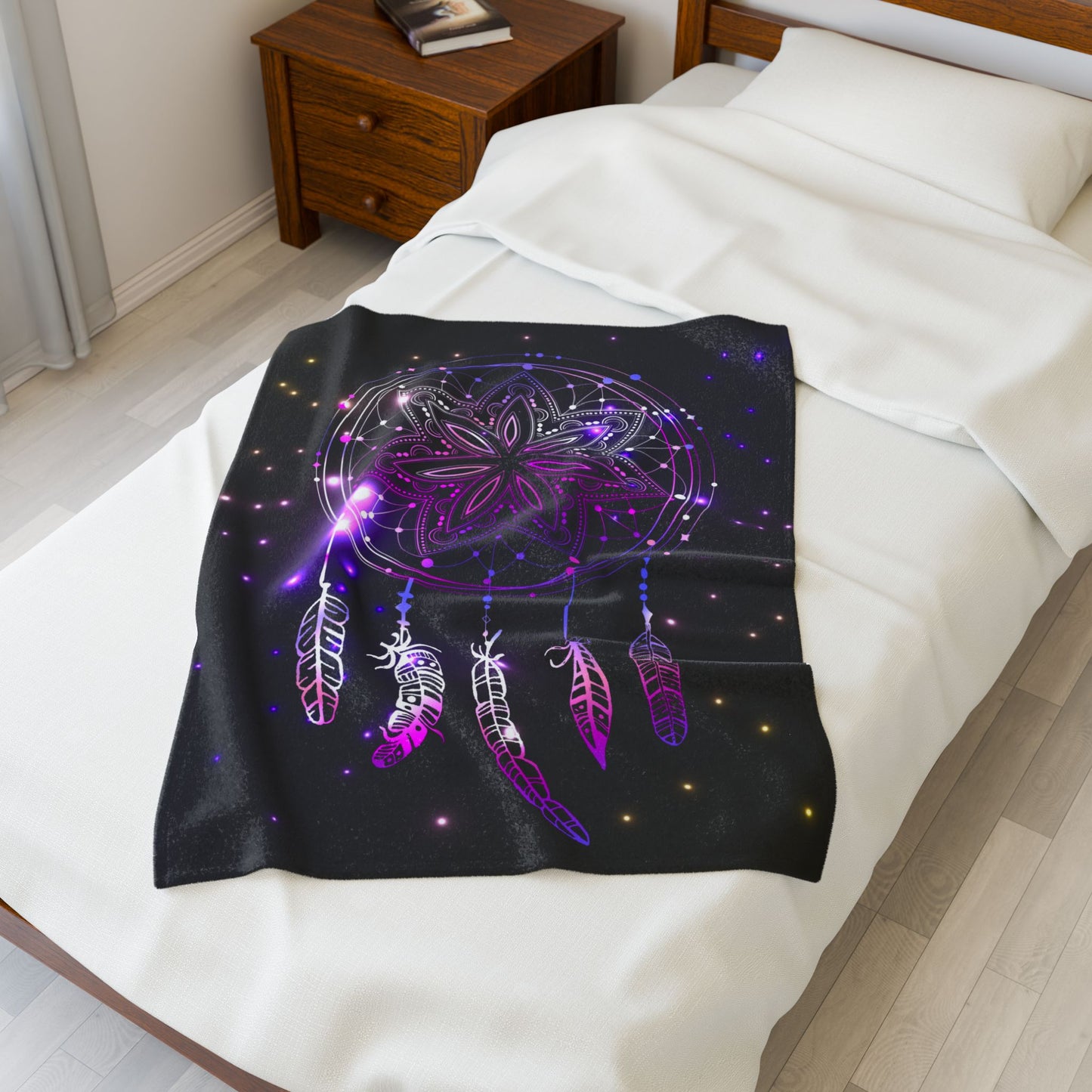 Dreamcatcher Velveteen Plush Blanket, Cozy Throw for Home, Kids Room Decor, Perfect Gift, Boho Style