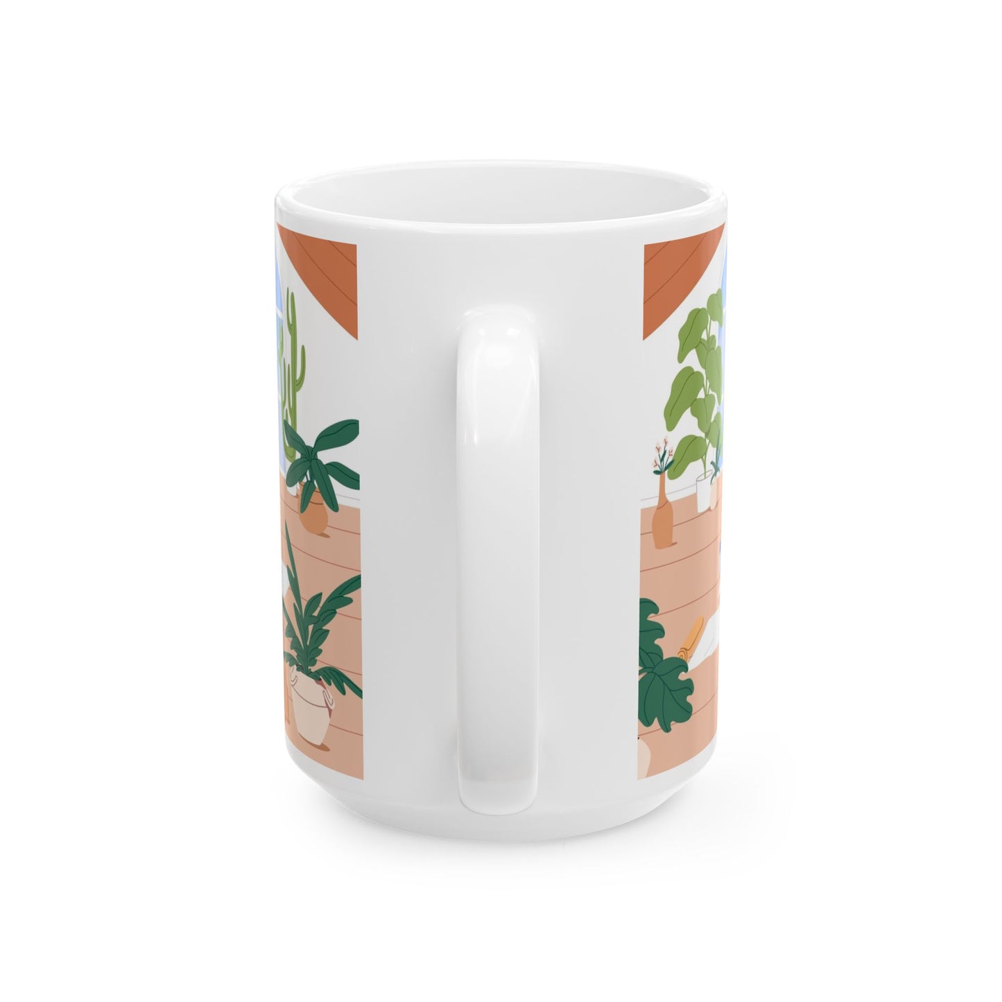 Yoga Studio Ceramic Mug, Relaxation Gift, Plant Lover Mug, Meditation Cup, Cozy Home Decor, Wellness Coffee Mug