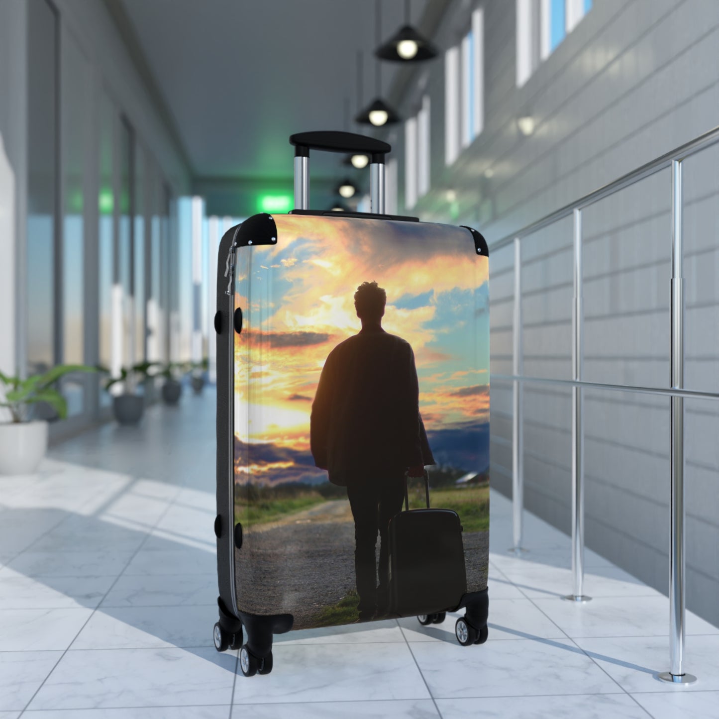 Adventure-Ready Suitcase with Mountain Design