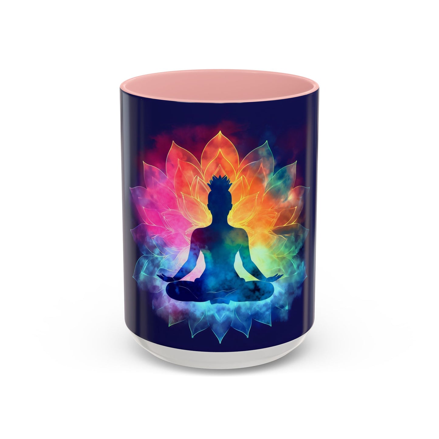 Meditative Rainbow Coffee Mug, Colorful Tea Cup, Yoga Gift, Mindfulness Decor, Vibrant Beverage Holder