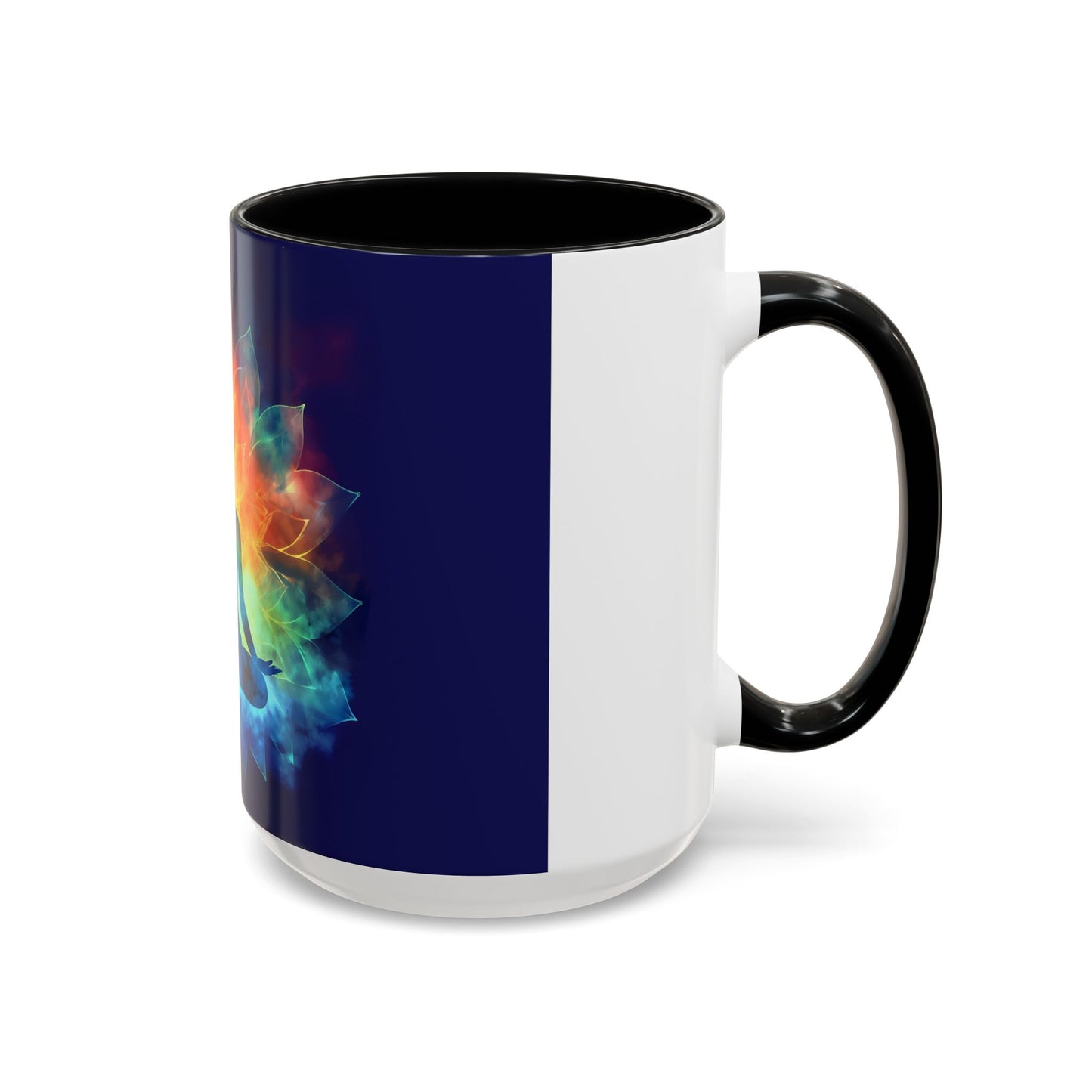 Meditative Rainbow Coffee Mug, Colorful Tea Cup, Yoga Gift, Mindfulness Decor, Vibrant Beverage Holder