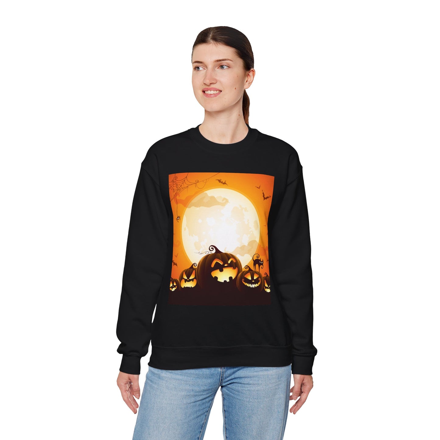 Halloween Pumpkin Sweatshirt, Cozy Fall Sweater, Unisex Crewneck, Halloween Apparel, Spooky Season Gift