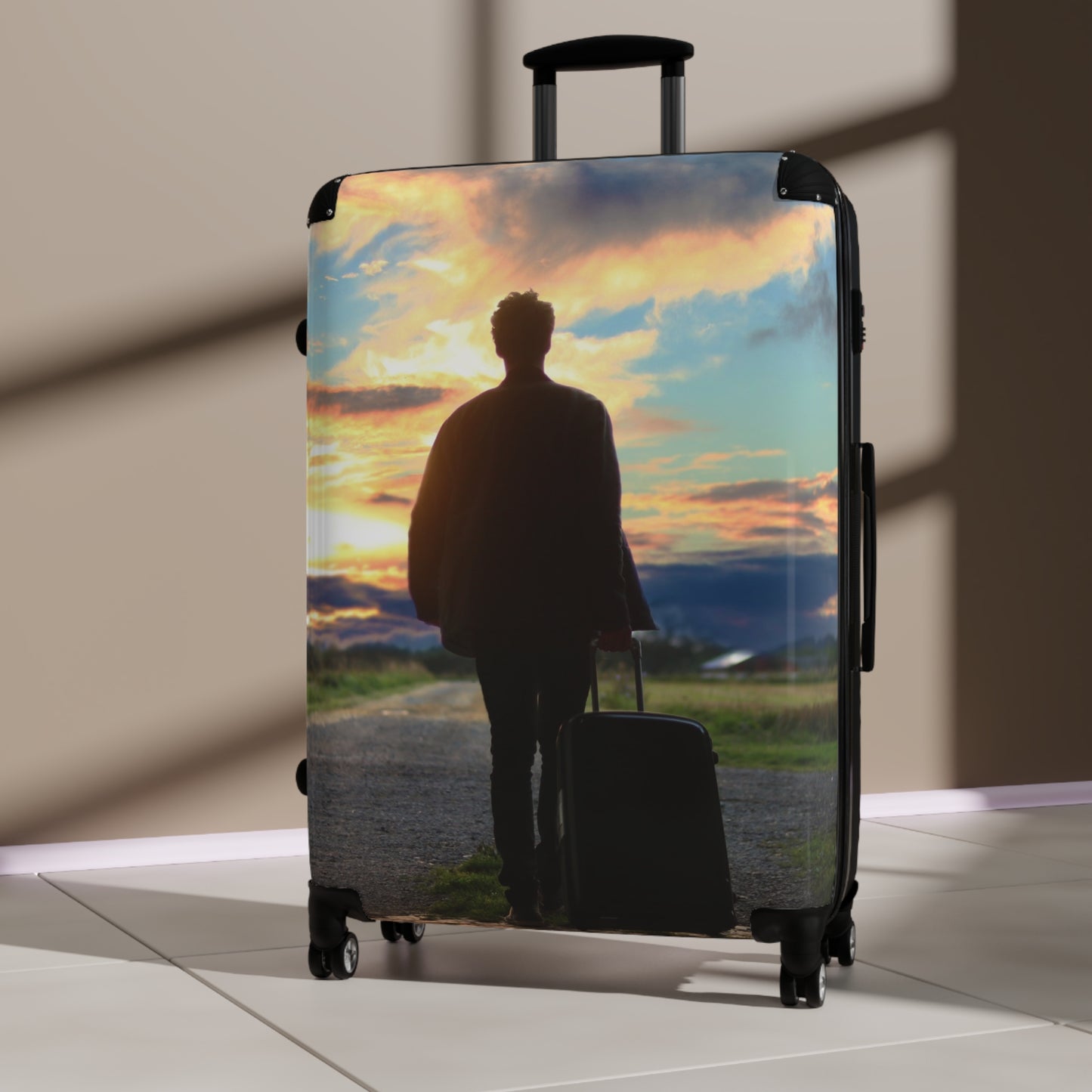 Adventure-Ready Suitcase with Mountain Design