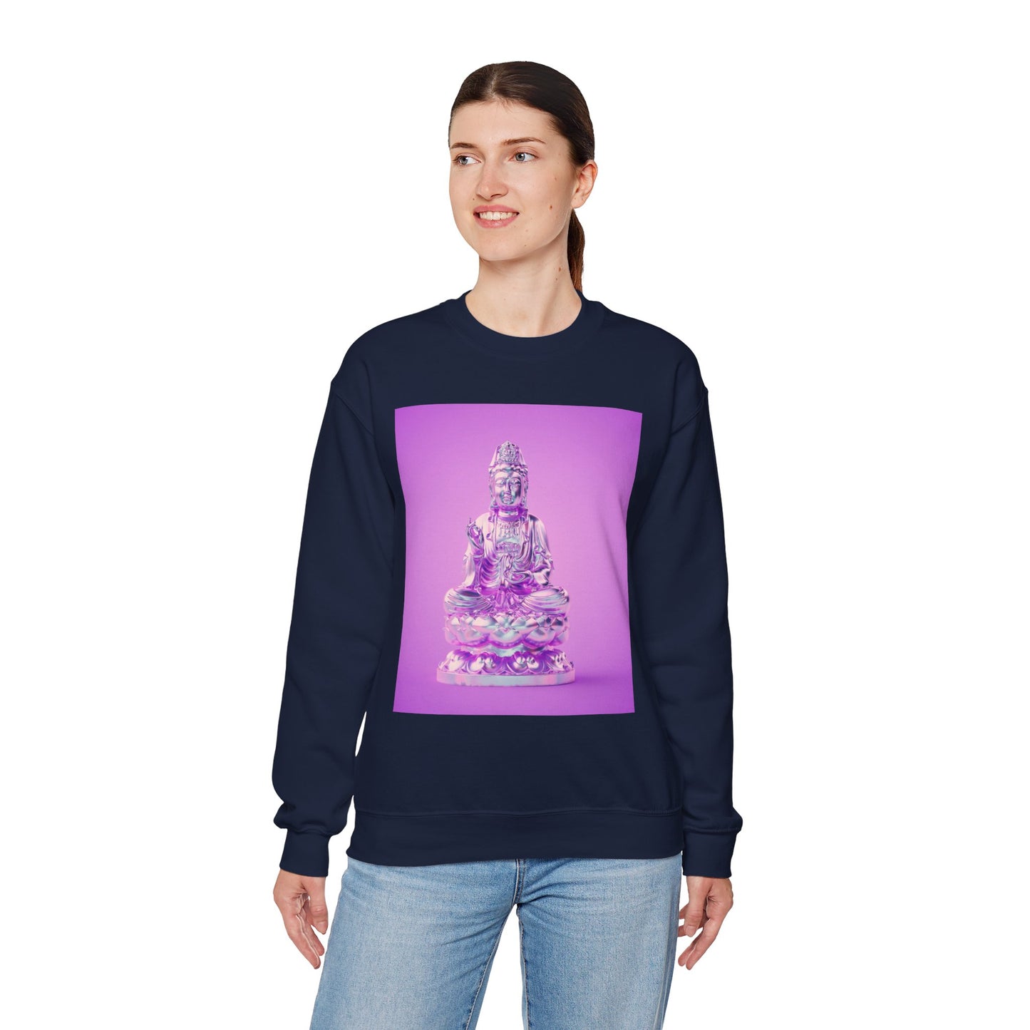 Buddha Vibes Crewneck Sweatshirt | Chill Relaxation Apparel, Yoga Gift, Meditation Outfit, Cozy Sweatshirt, Spiritual Wear
