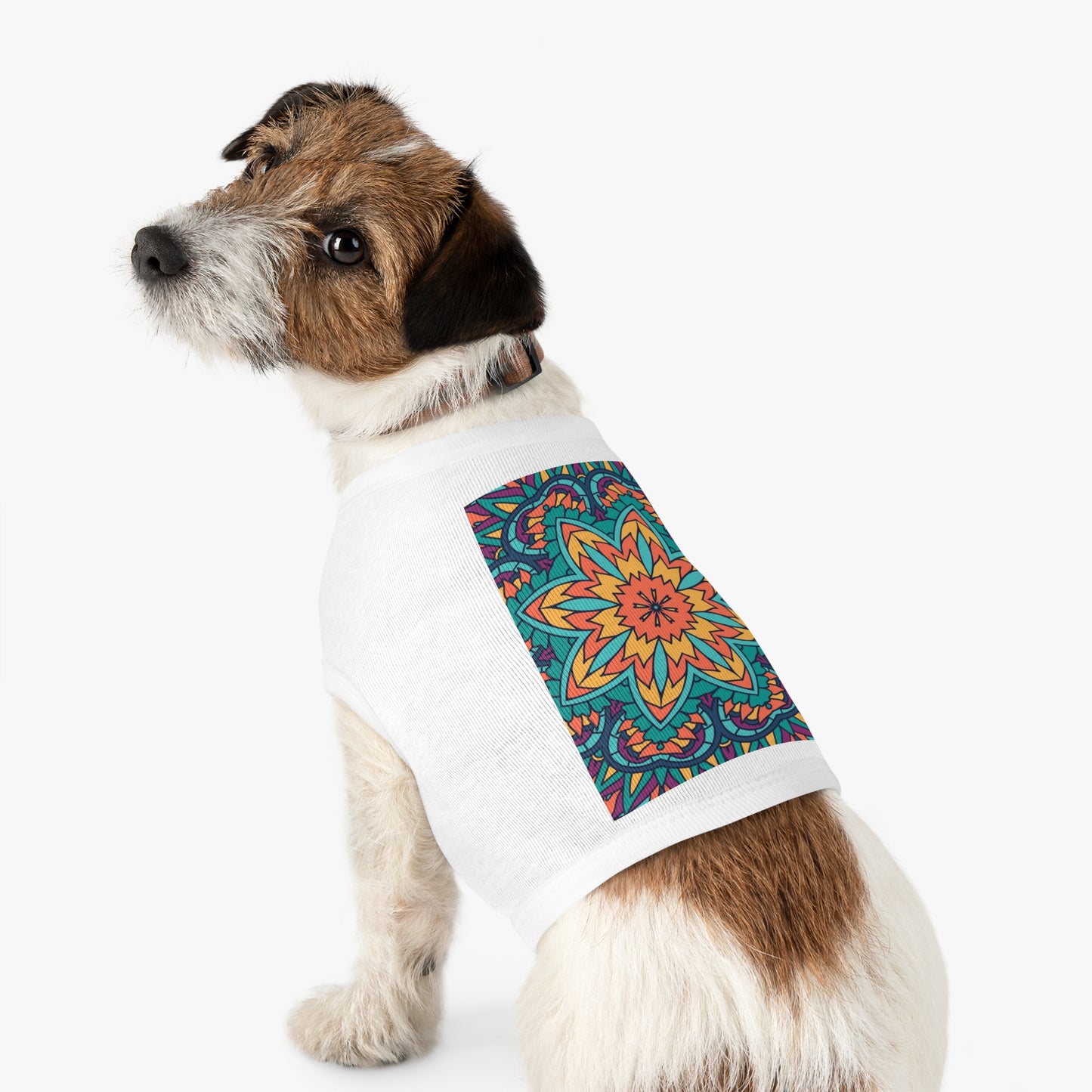 Colorful Pet Tank Top with Mandala Design, Dog Summer Shirt, Cat Apparel, Pet Fashion for Dog Lovers, Fun Pet Gift