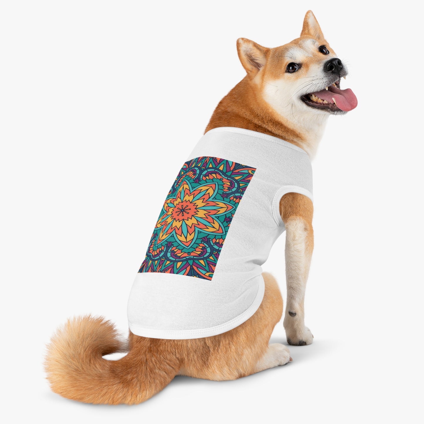 Colorful Pet Tank Top with Mandala Design, Dog Summer Shirt, Cat Apparel, Pet Fashion for Dog Lovers, Fun Pet Gift