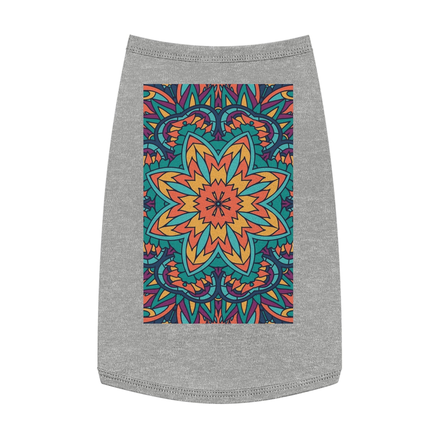 Colorful Pet Tank Top with Mandala Design, Dog Summer Shirt, Cat Apparel, Pet Fashion for Dog Lovers, Fun Pet Gift