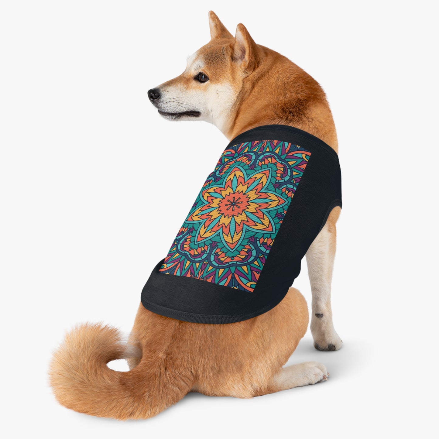 Colorful Pet Tank Top with Mandala Design, Dog Summer Shirt, Cat Apparel, Pet Fashion for Dog Lovers, Fun Pet Gift