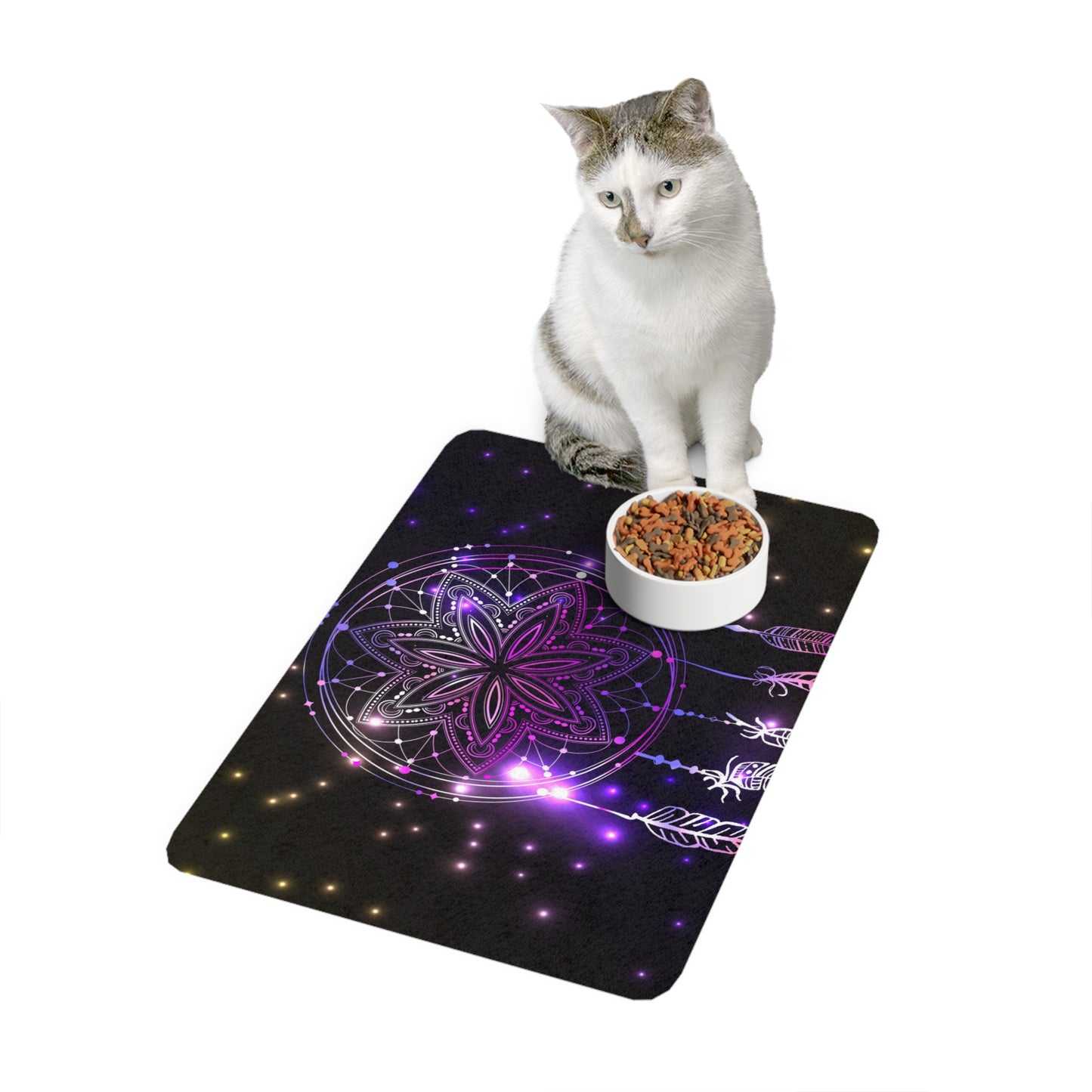 Dreamcatcher Pet Food Mat, Non-slip Feeding Mat, Cat Dog Dish Mat, Unique Gift for Pet Lovers, Bohemian Home Decor