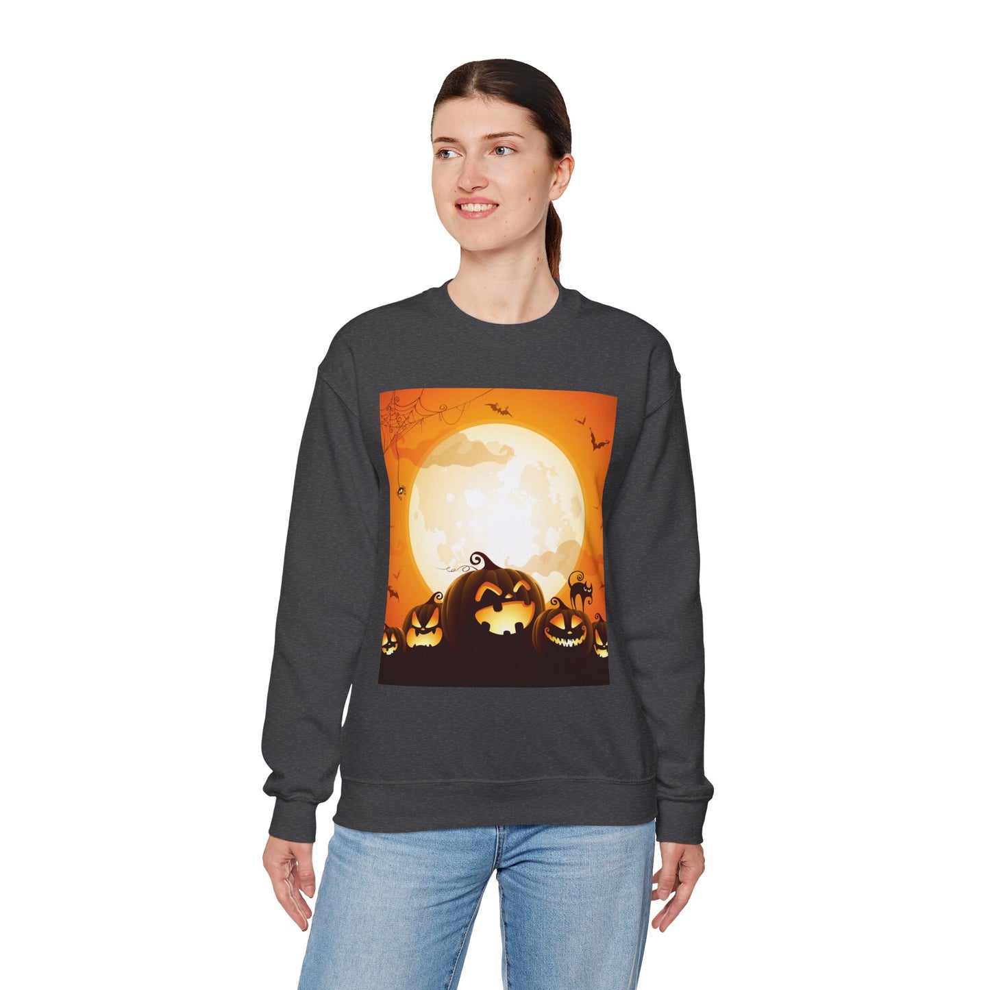 Halloween Pumpkin Sweatshirt, Cozy Fall Sweater, Unisex Crewneck, Halloween Apparel, Spooky Season Gift