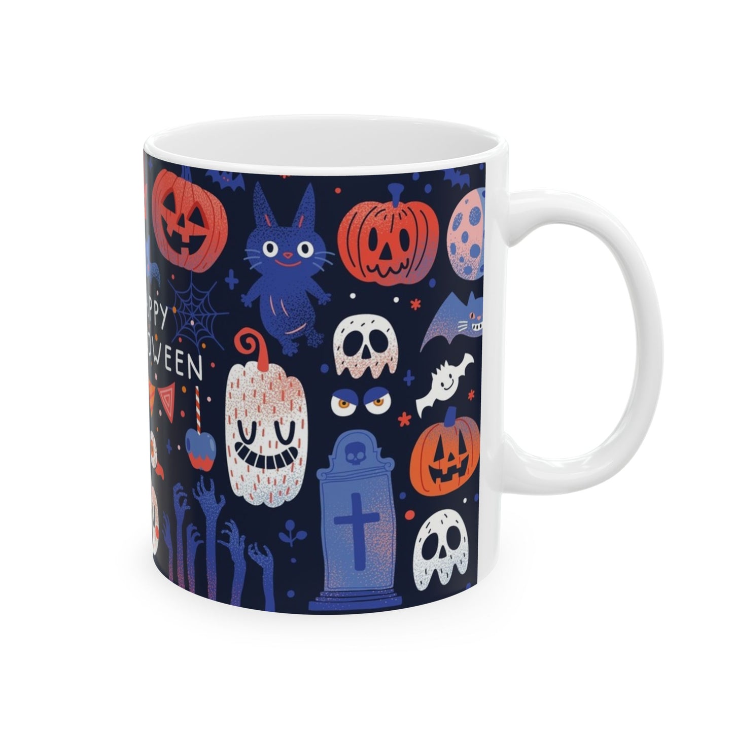 Halloween Ceramic Mug, Cute Ghost Mug, Spooky Coffee Cup, Fall Decor, Trick or Treat Gift