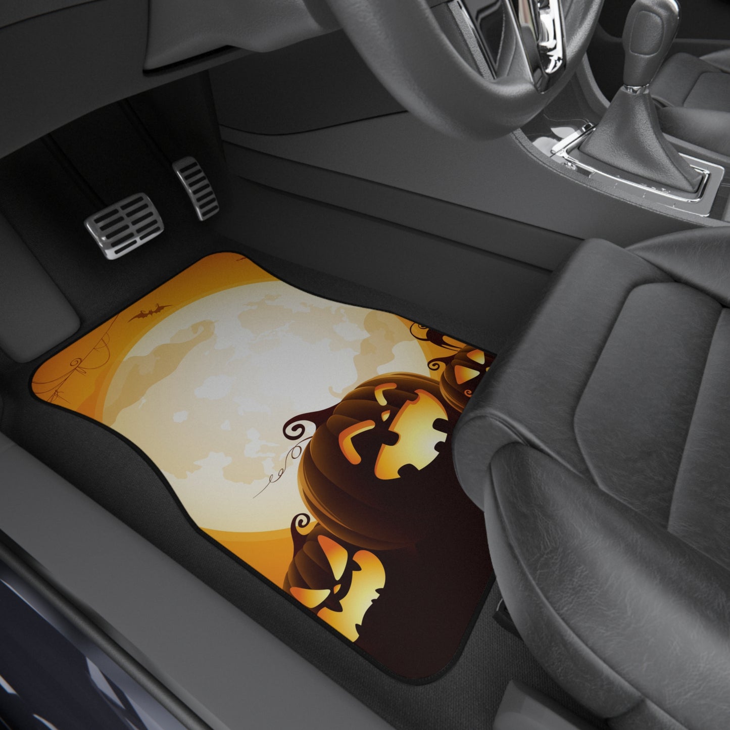 Halloween Car Mats - Spooky Pumpkin Design, Fall Decor, Autumn Gift, Car Accessories, Halloween Party