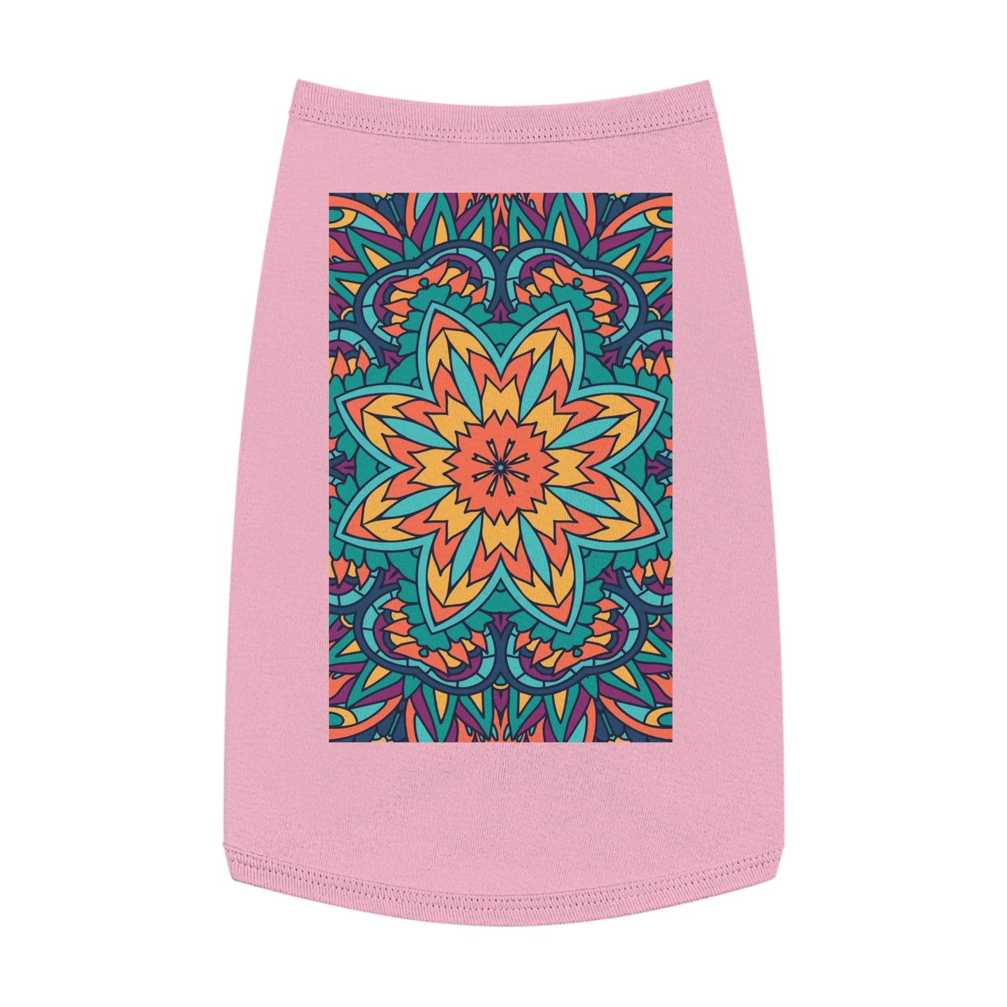 Colorful Pet Tank Top with Mandala Design, Dog Summer Shirt, Cat Apparel, Pet Fashion for Dog Lovers, Fun Pet Gift