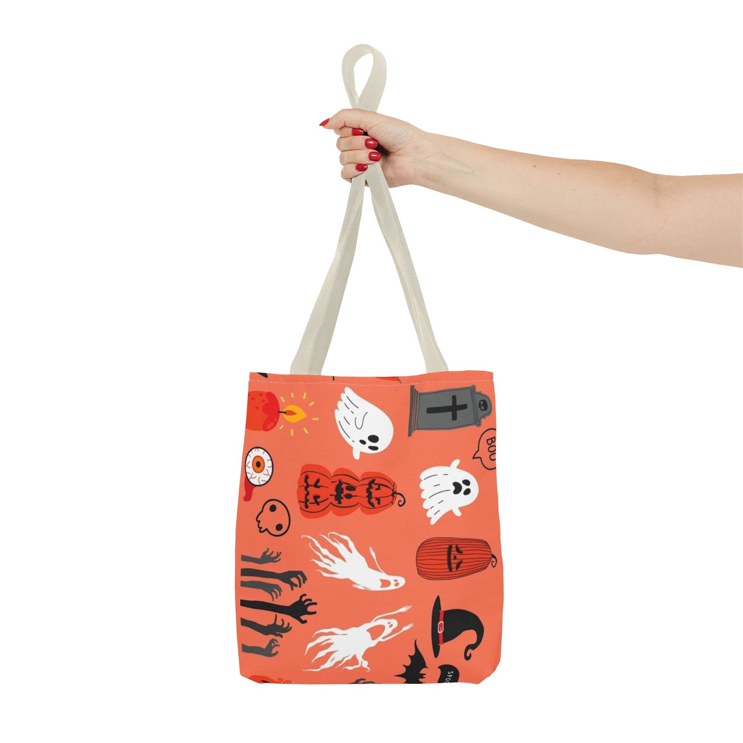 Halloween Spirit Tote Bag, Spooky Shopping Bag, Fall Accessory, Ghosts and Bats Tote, Trick or Treat Bag, Festival Style