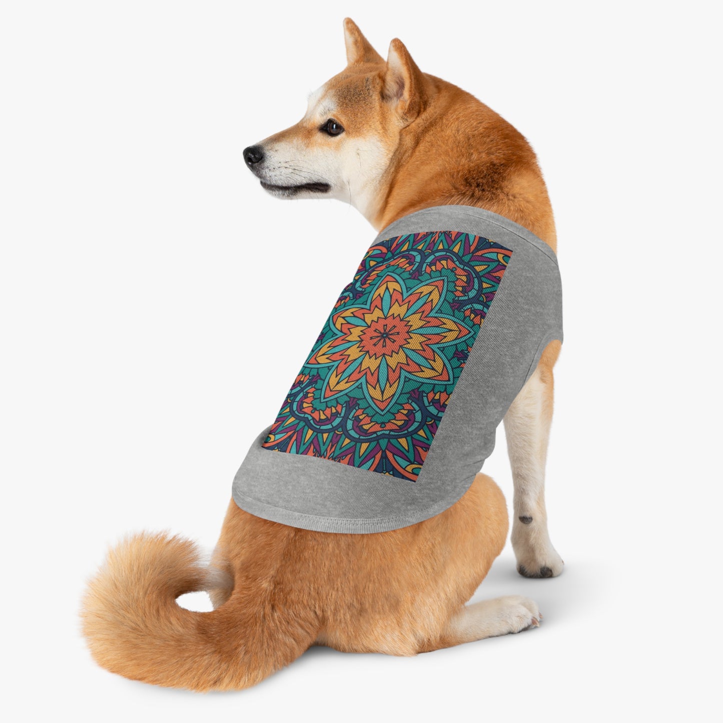 Colorful Pet Tank Top with Mandala Design, Dog Summer Shirt, Cat Apparel, Pet Fashion for Dog Lovers, Fun Pet Gift