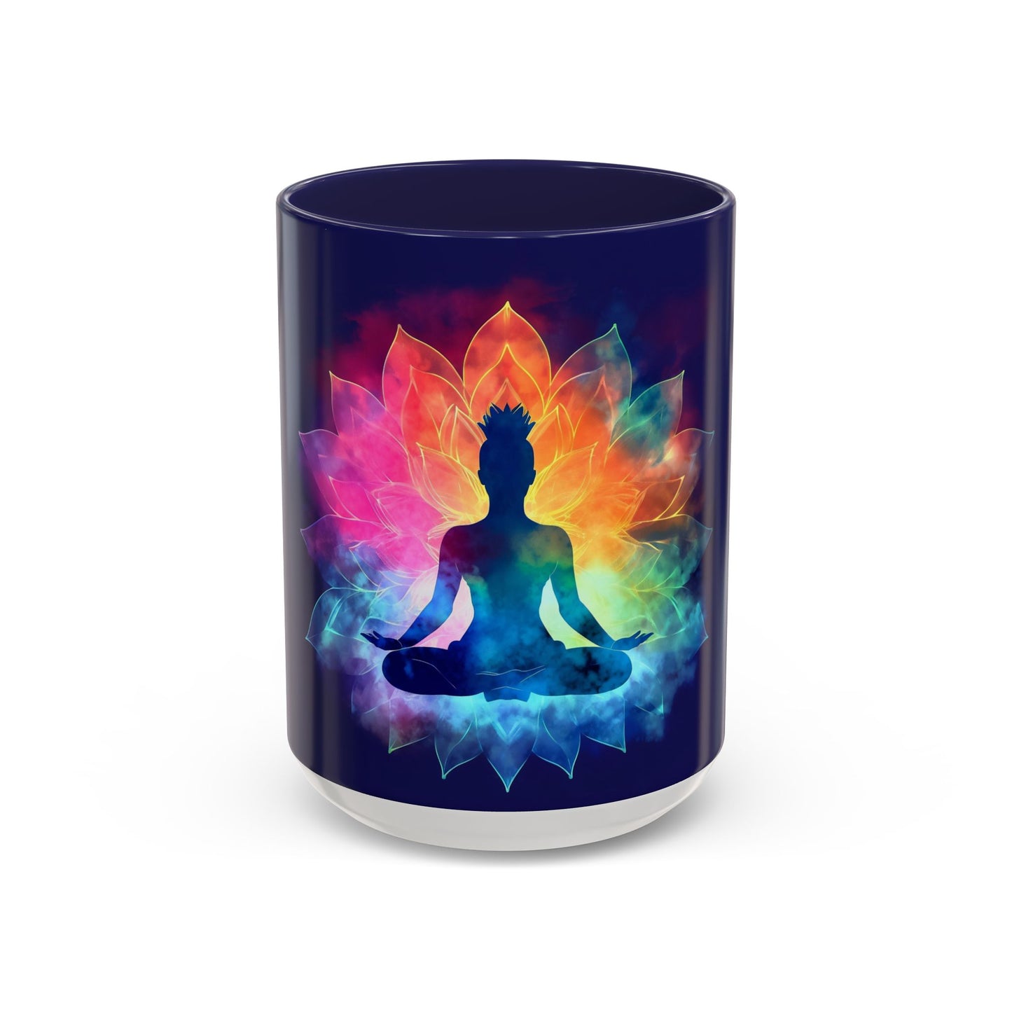 Meditative Rainbow Coffee Mug, Colorful Tea Cup, Yoga Gift, Mindfulness Decor, Vibrant Beverage Holder