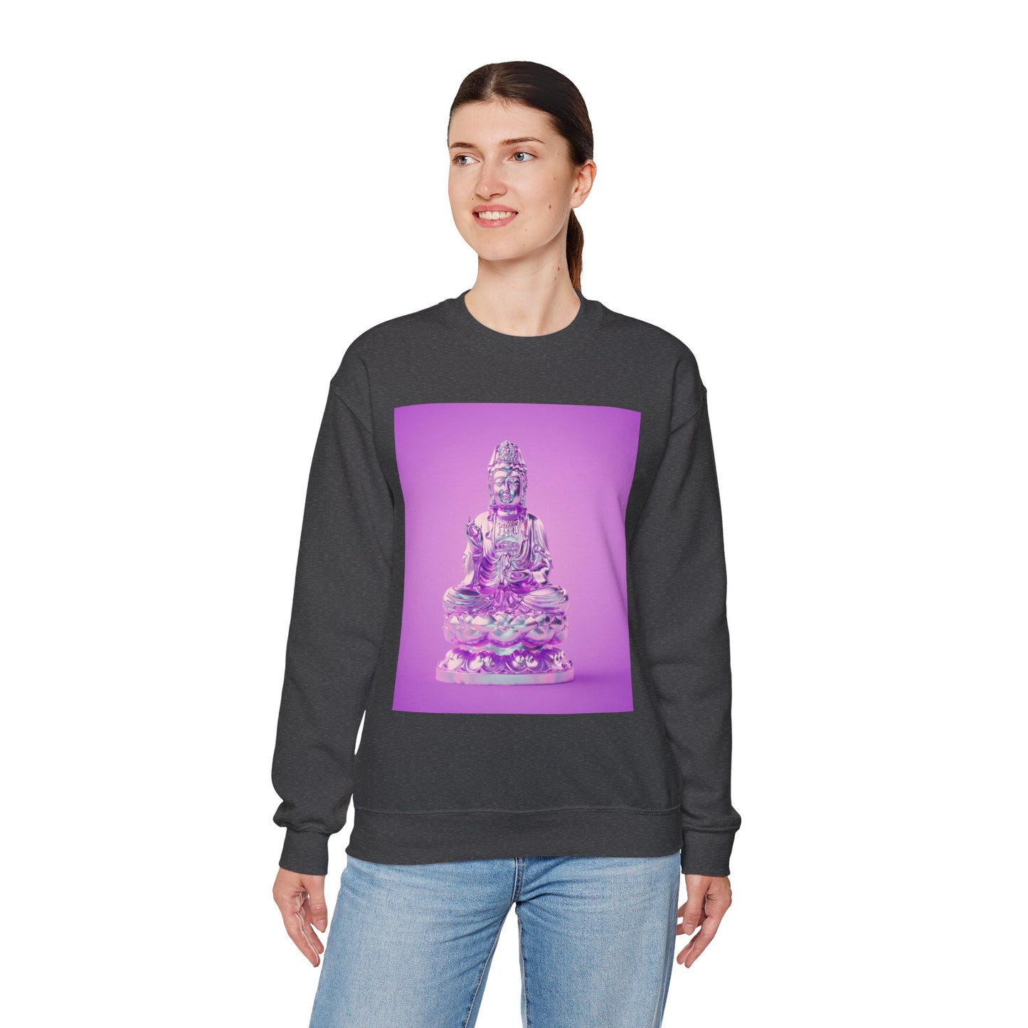 Buddha Vibes Crewneck Sweatshirt | Chill Relaxation Apparel, Yoga Gift, Meditation Outfit, Cozy Sweatshirt, Spiritual Wear