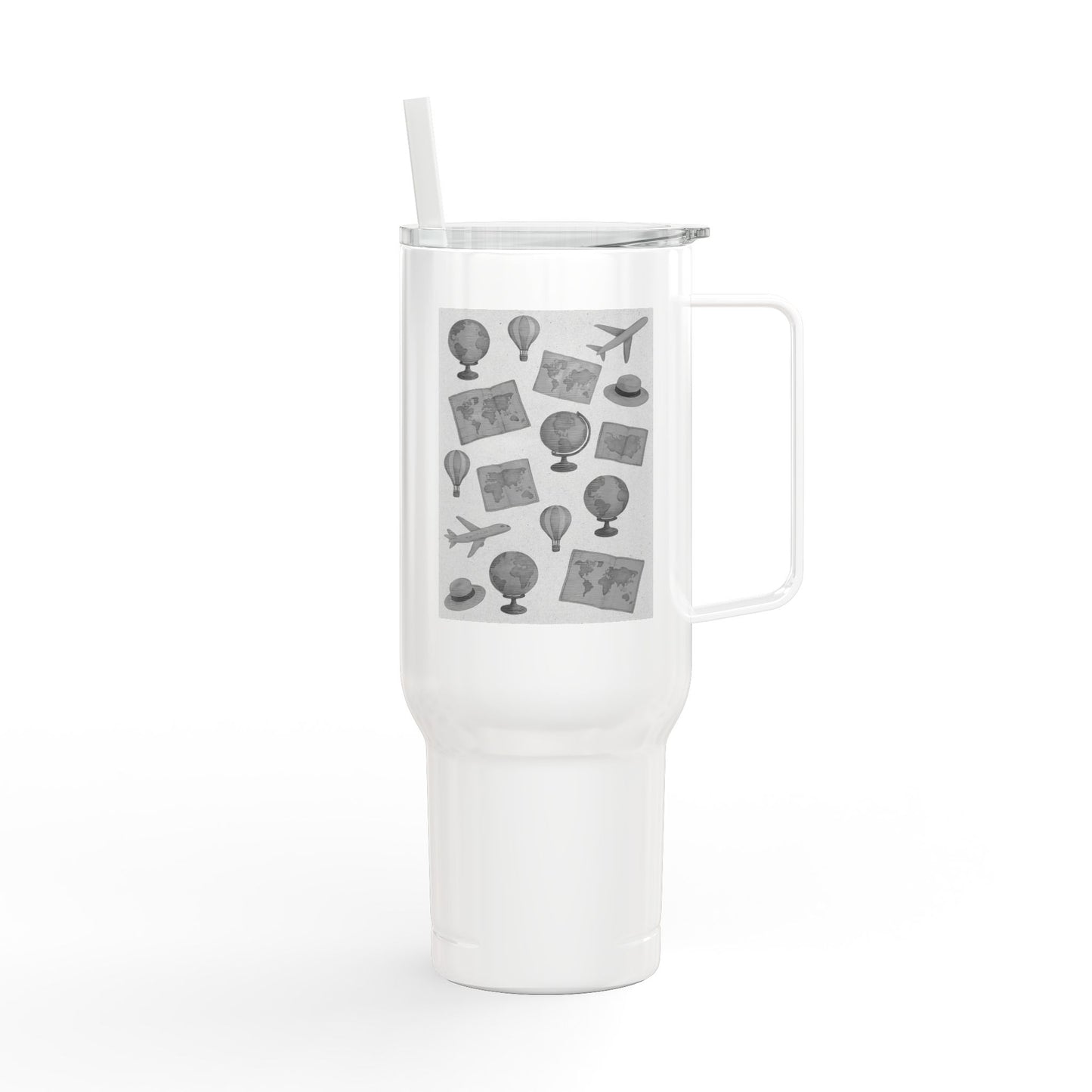 Travel-Inspired Insulated Tumbler - 40oz with Engraved Adventure Designs