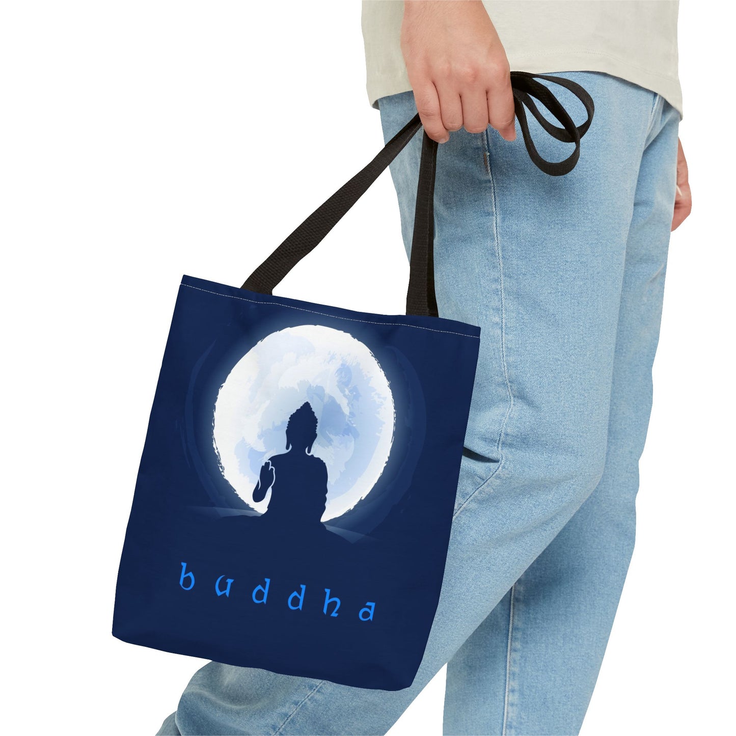 Midnight Buddha Tote Bag, Spiritual Gift, Yoga Bag, Eco-Friendly Carryall, Meditation Tote, Bohemian Style
