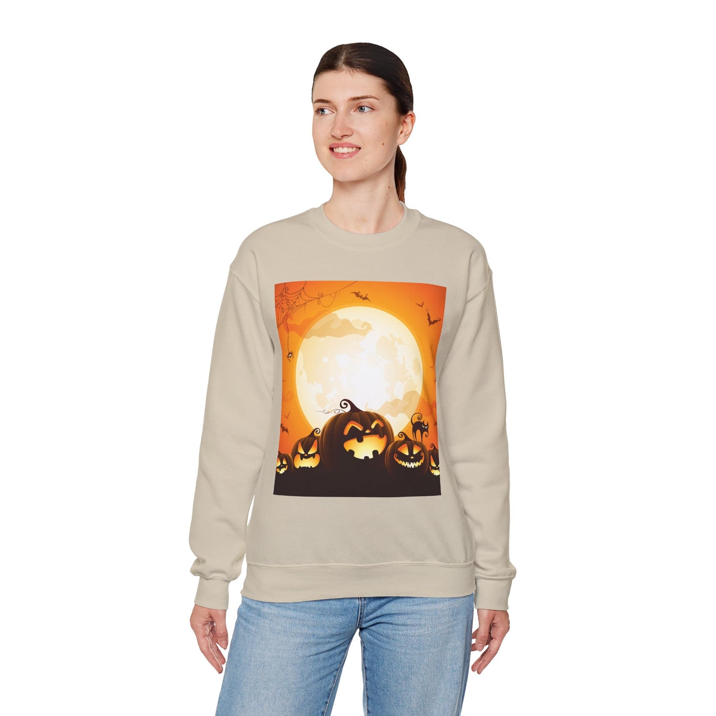 Halloween Pumpkin Sweatshirt, Cozy Fall Sweater, Unisex Crewneck, Halloween Apparel, Spooky Season Gift