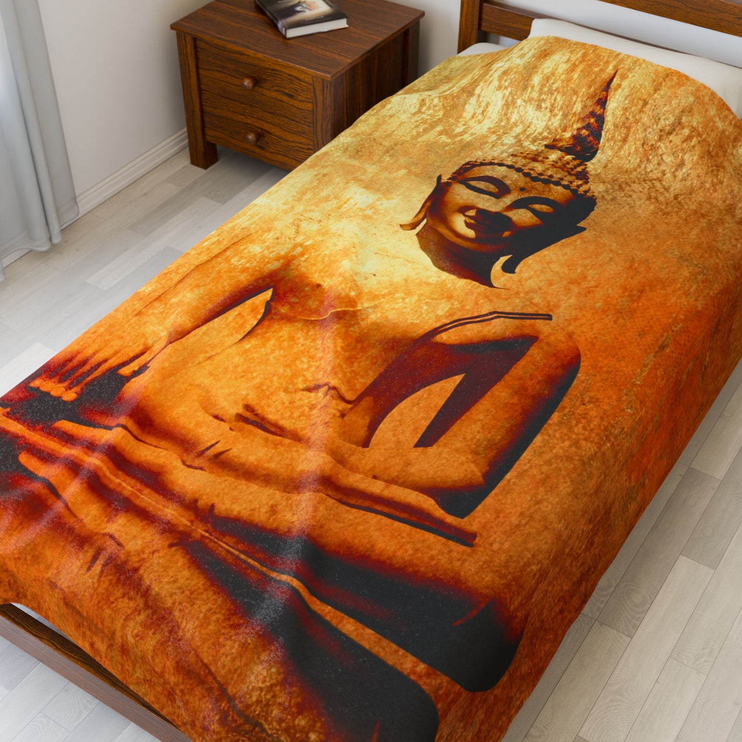 Buddha Zen Velveteen Plush Blanket | Cozy Meditation Throw, Spiritual Gift for Yoga Lovers, Home Decor, Relaxation, Mindfulness