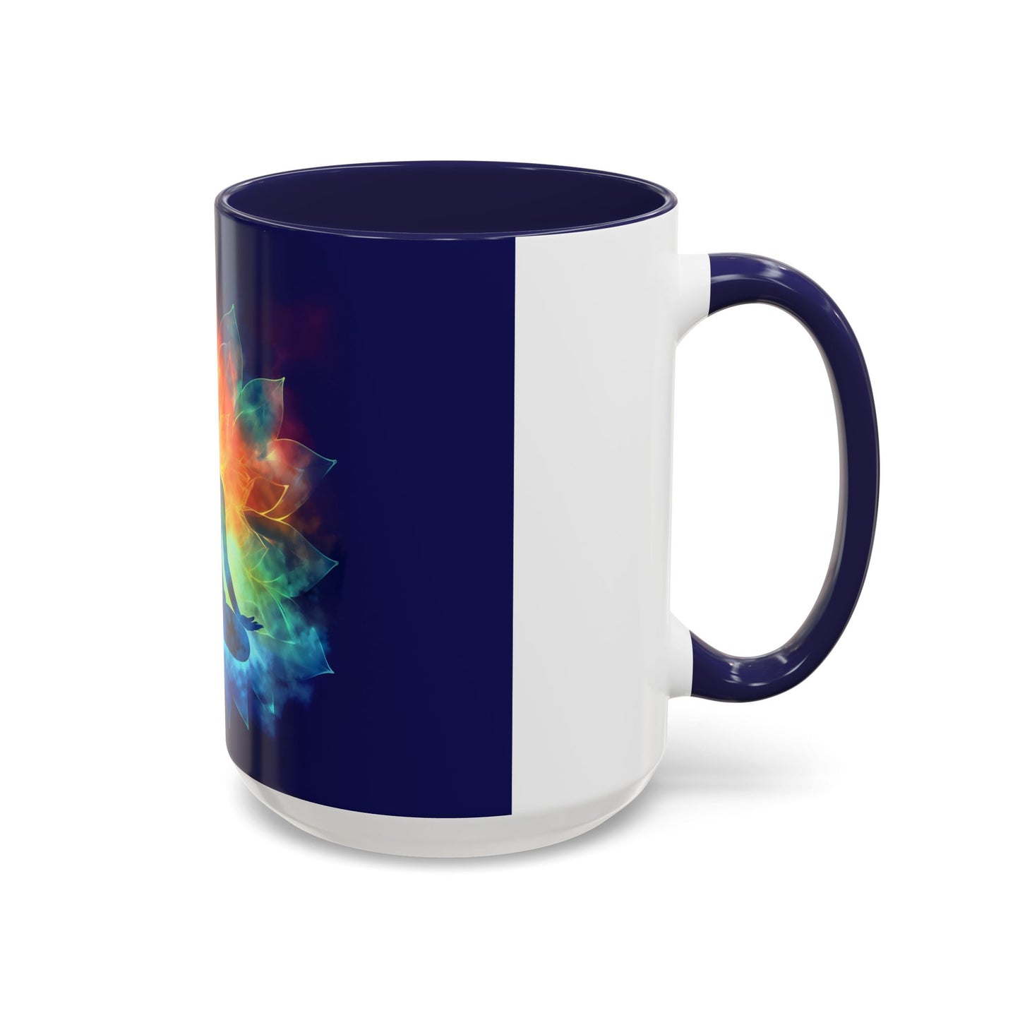 Meditative Rainbow Coffee Mug, Colorful Tea Cup, Yoga Gift, Mindfulness Decor, Vibrant Beverage Holder