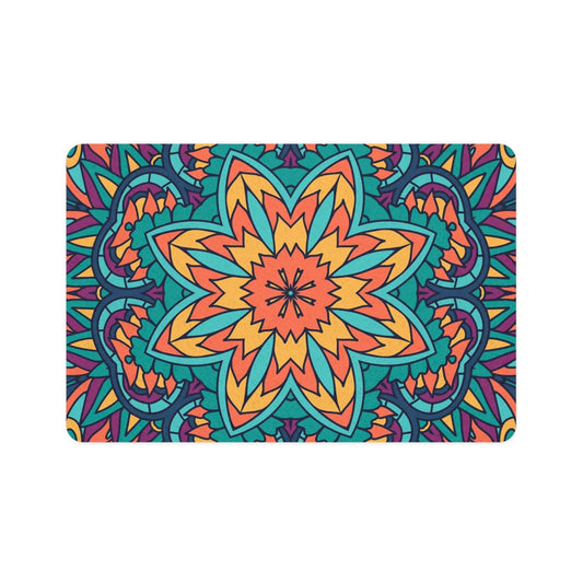 Colorful Pet Food Mat, Decorative Dog Bowl Mat, Cat Feeding Mat, Mandala Design Pet Tray, Unique Pet Bowl Rug, Home Décor for Pet Lovers