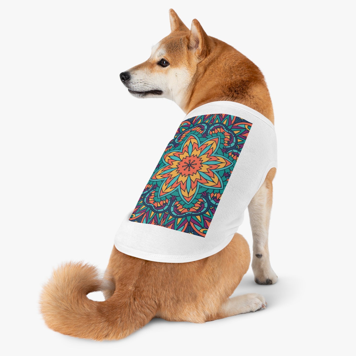 Colorful Pet Tank Top with Mandala Design, Dog Summer Shirt, Cat Apparel, Pet Fashion for Dog Lovers, Fun Pet Gift