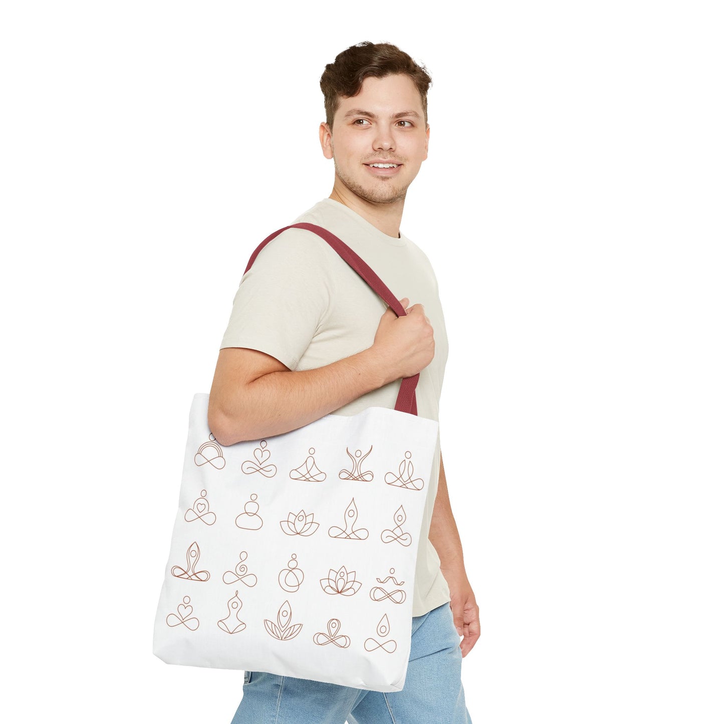 Meditation Inspired Tote Bag, Yoga Tote, Reusable Grocery Bag, Boho Style Tote, Mindfulness Carryall